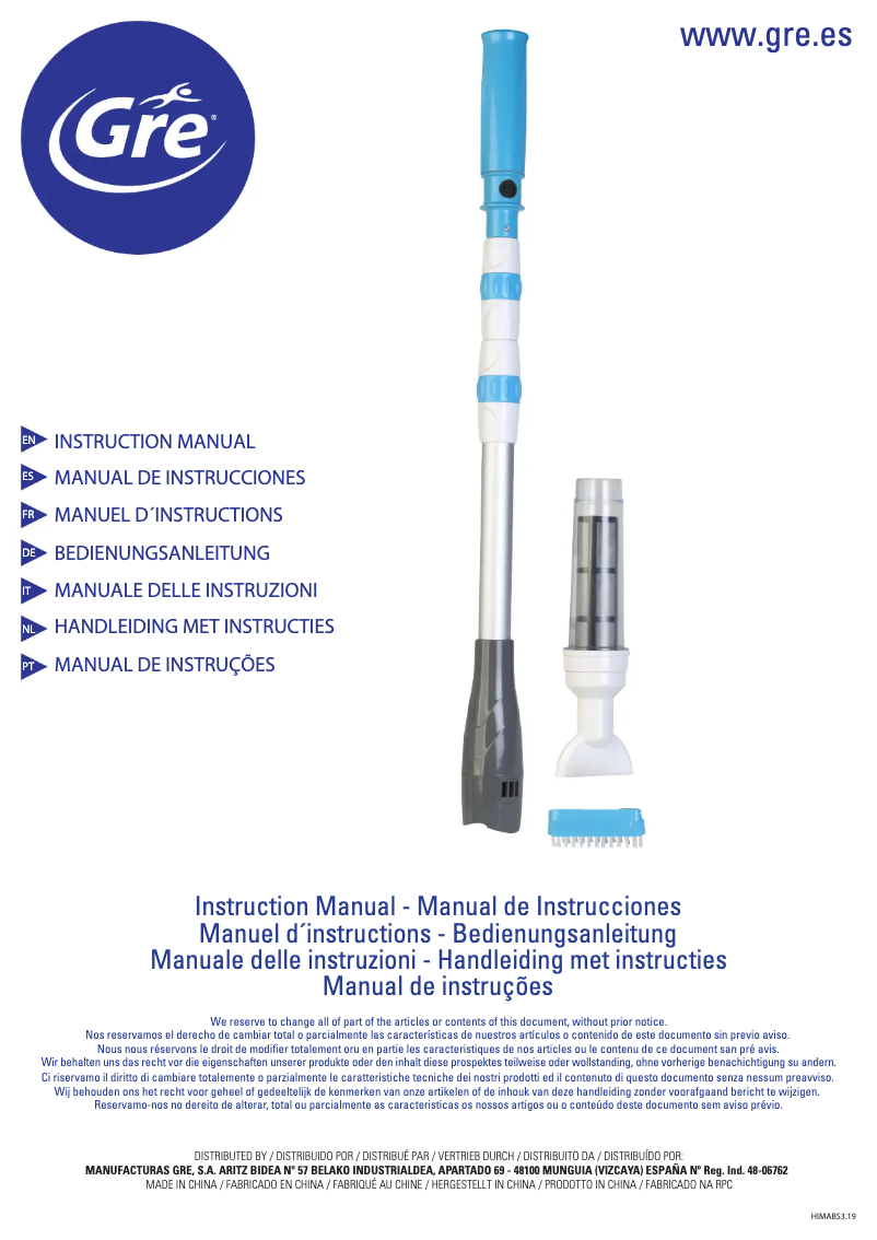 Página 1 del manual Manual de instrucciones Gre ABS3