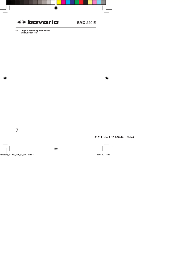 Page n°1 - Manuel utilisateur Bavaria BMG 220 E