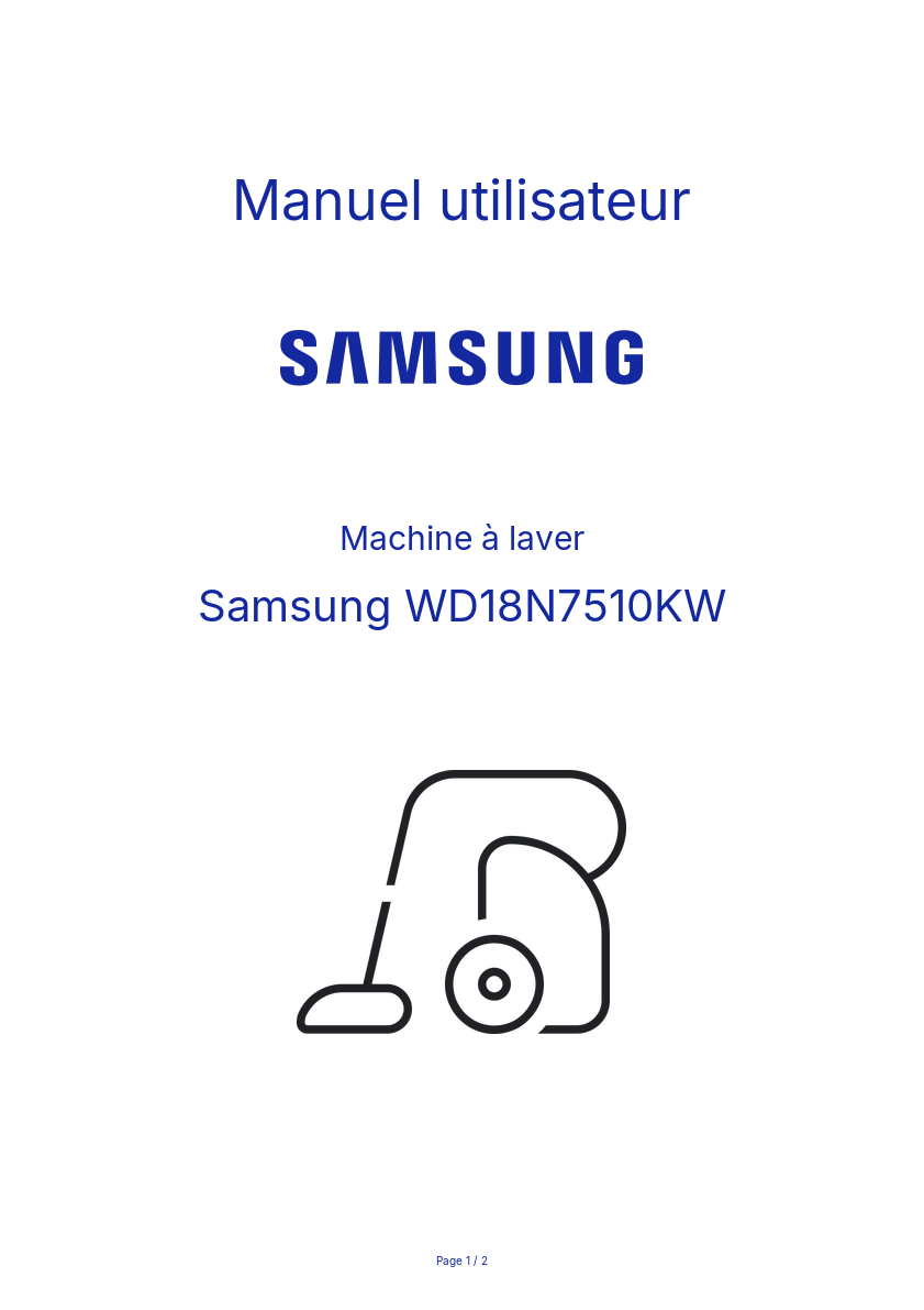 Page n°1 - Manuel utilisateur Samsung WD18N7510KW
