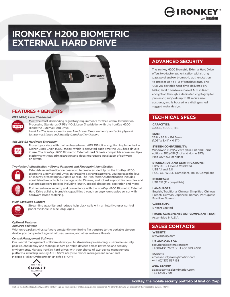 Image de la première page du manuel de l'appareil H200