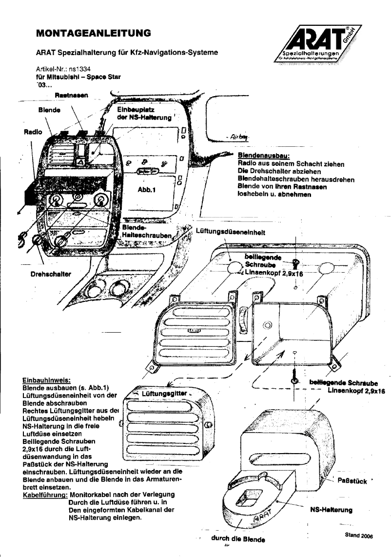 Page 1 de la notice Manuel utilisateur Arat NS1334