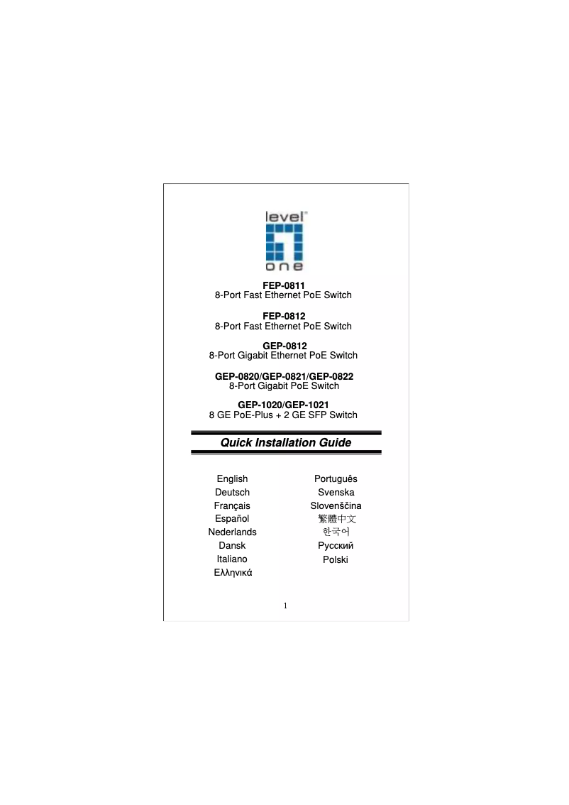 Página 1 del manual Manual de usuario LevelOne GEP-0820