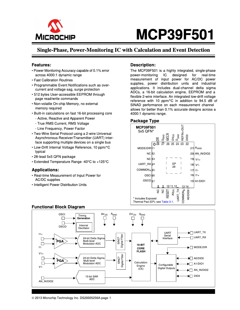 Image de la première page du manuel de l'appareil MCP39F501