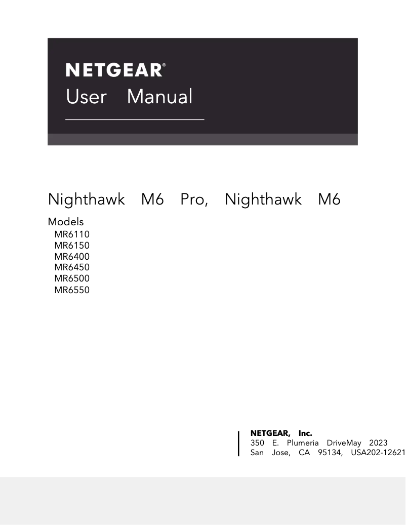 Image de la première page du manuel de l'appareil Nighthawk M6 Pro MR6500