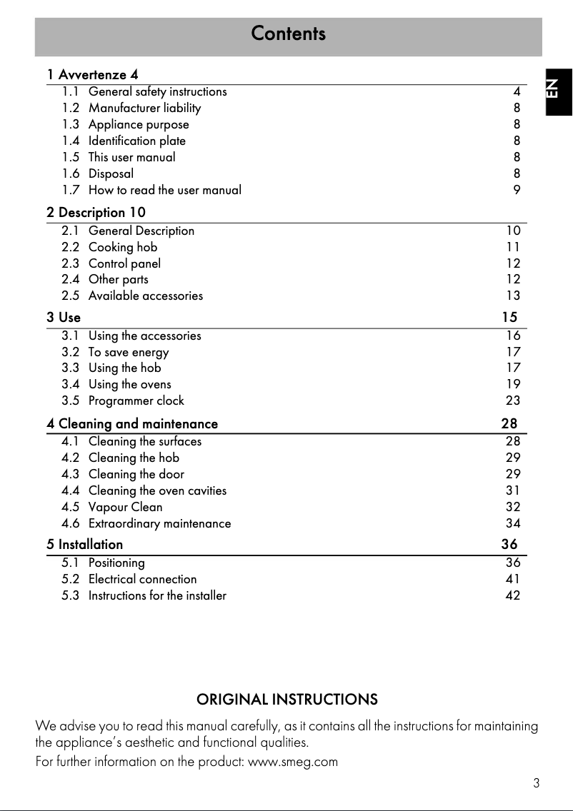 Page 1 de la notice Brochure Smeg SUK92CMX9