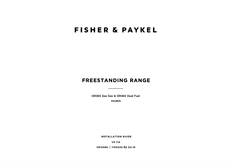 Page 1 de la notice Instructions / montage Fisher & Paykel OR36SCG4X1