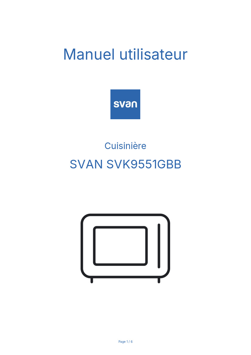 Image de la première page du manuel de l'appareil SVK9551GBB