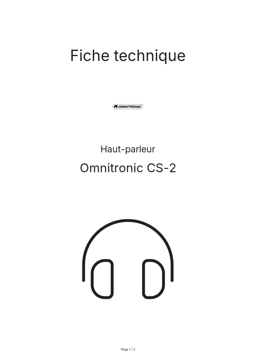 Page n°1 - Fiche technique Omnitronic CS-2