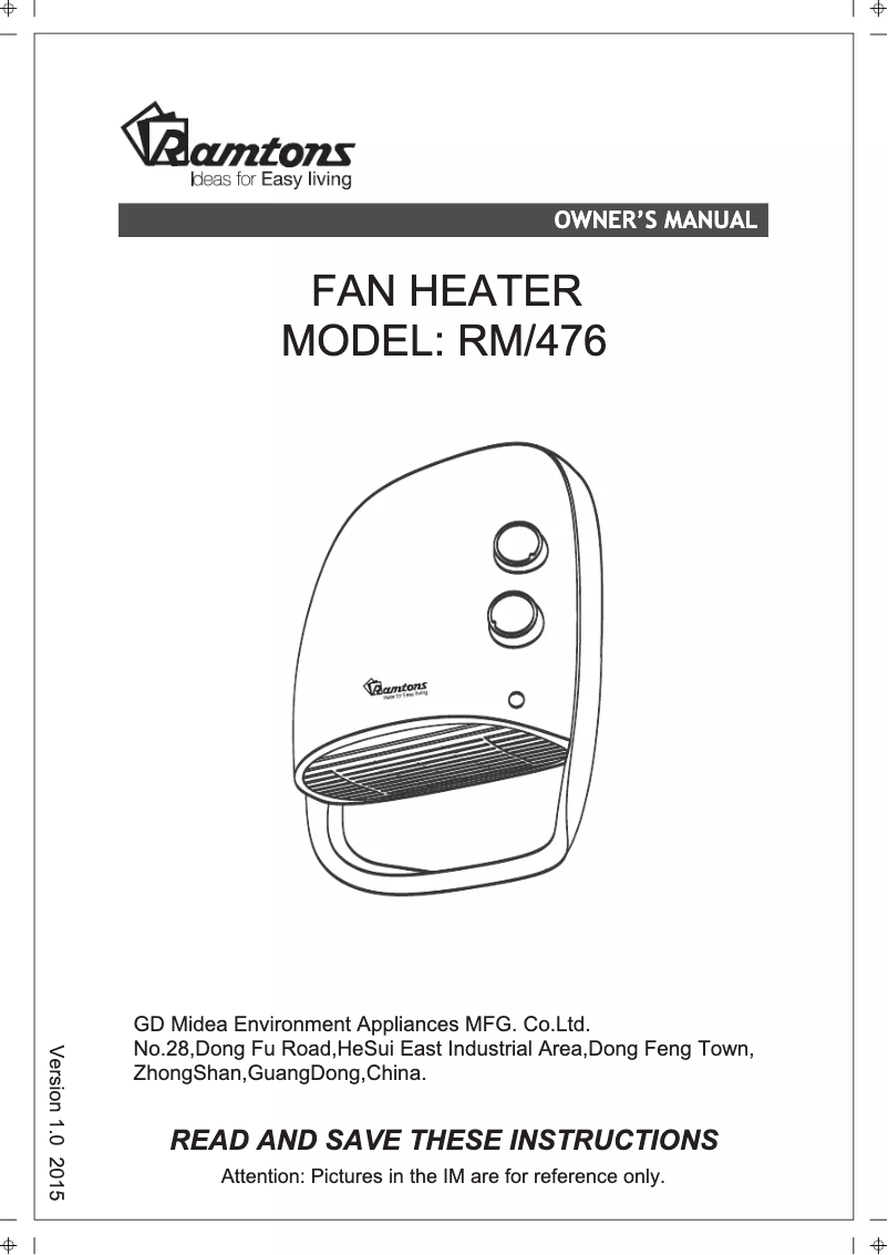 Image de la première page du manuel de l'appareil RM/476