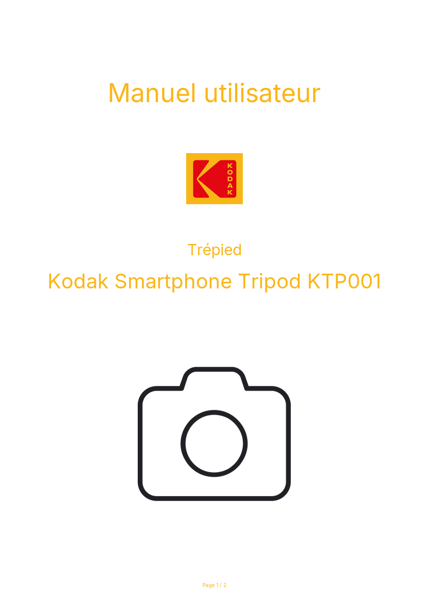 Page n°1 - Manuel utilisateur Kodak Smartphone Tripod KTP001