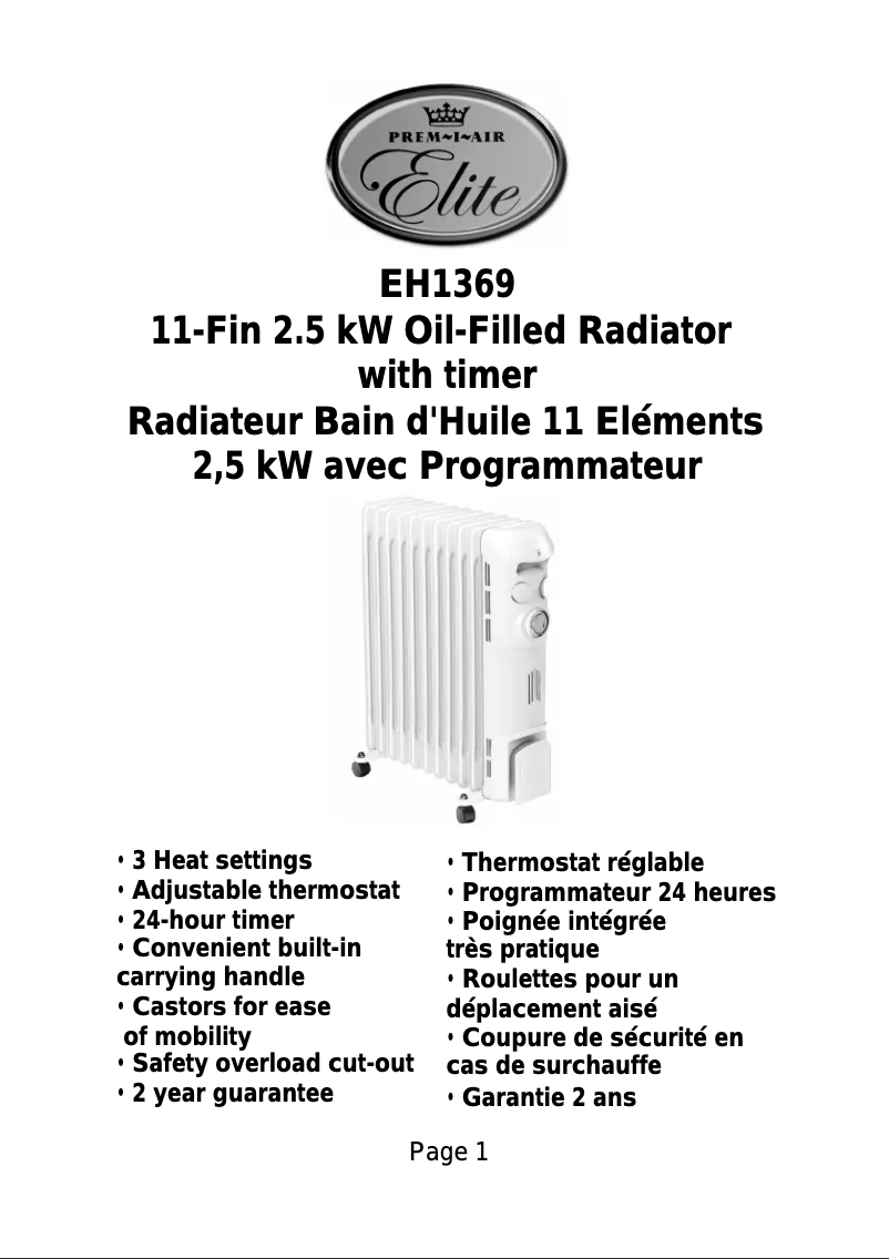Page n°1 - Manuel utilisateur Prem-I-Air EH1369