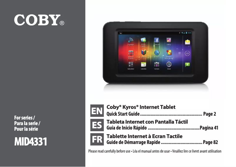 Imagen de la primera página del manual del dispositivo Kyros MID4331