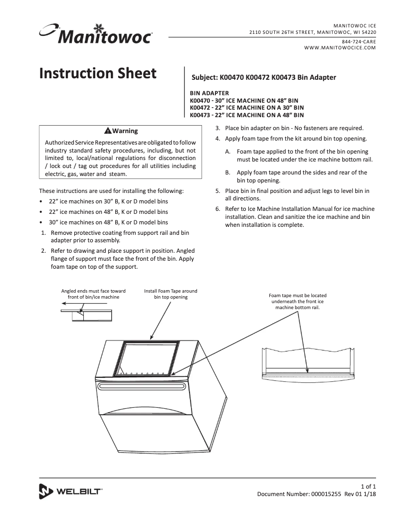 Page n°1 - Manuel utilisateur Manitowoc K00470