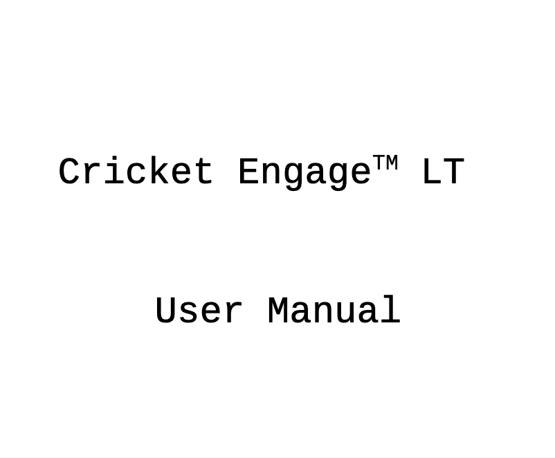 Image de la première page du manuel de l'appareil Cricket Engage LT
