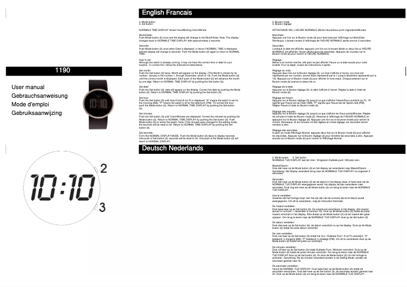 Page n°1 - Manuel utilisateur Davis 1190