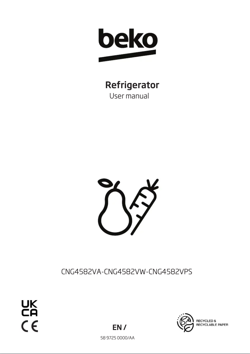 Page 1 de la notice Manuel utilisateur Beko CNG4582VA