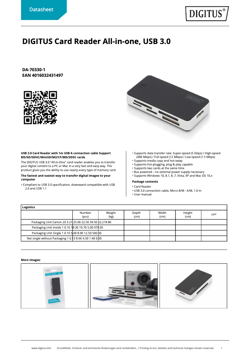 Page n°1 - Fiche technique Digitus DA-70330-1