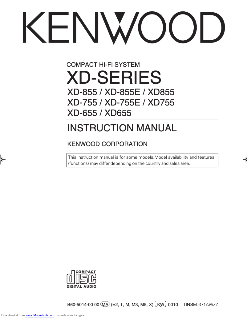Page 1 de la notice Manuel utilisateur Kenwood XD-755