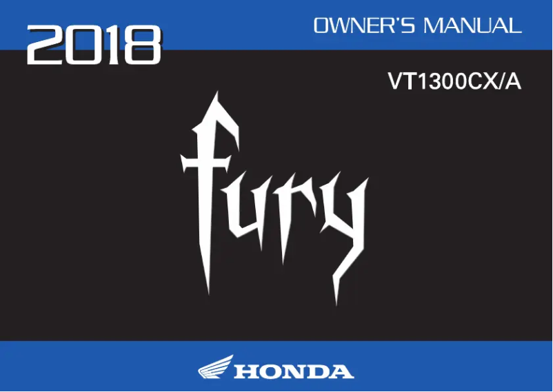 Page n°1 - Manuel utilisateur Honda Fury VT1300CX (2018)