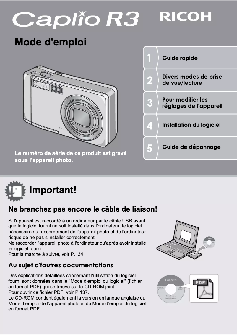 Page n°1 - Manuel utilisateur Ricoh Caplio R3