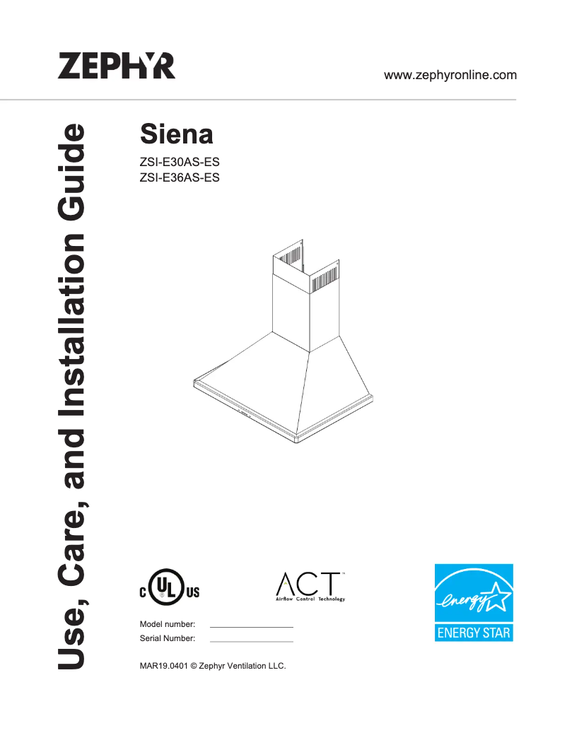 Page 1 de la notice Guide d'installation Zephyr ZSIE30ASES