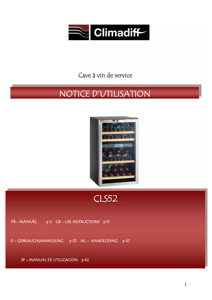 Image de la première page du manuel de l'appareil CLS52