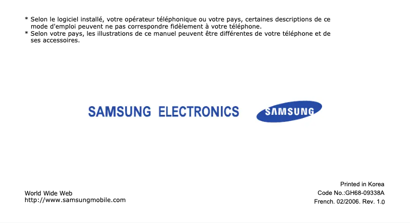 Image de la première page du manuel de l'appareil SGH-X200