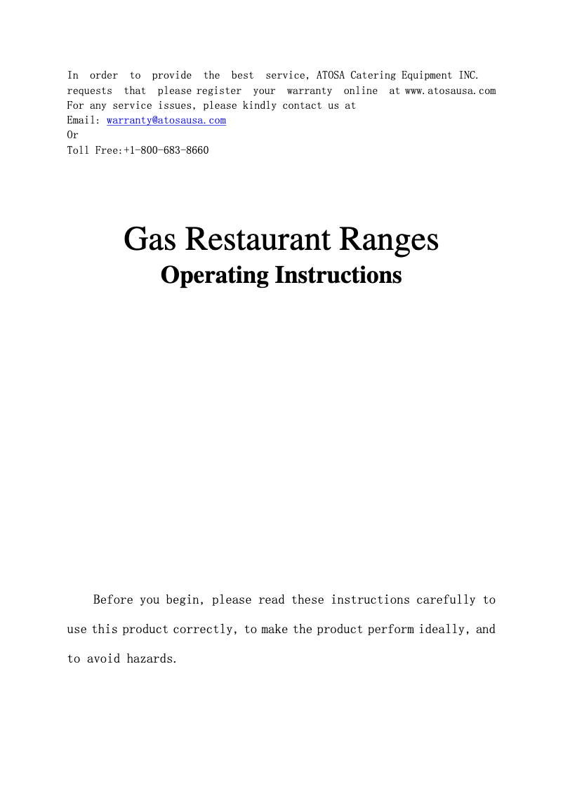 Page n°1 - Manuel utilisateur Atosa AGR-24G6B