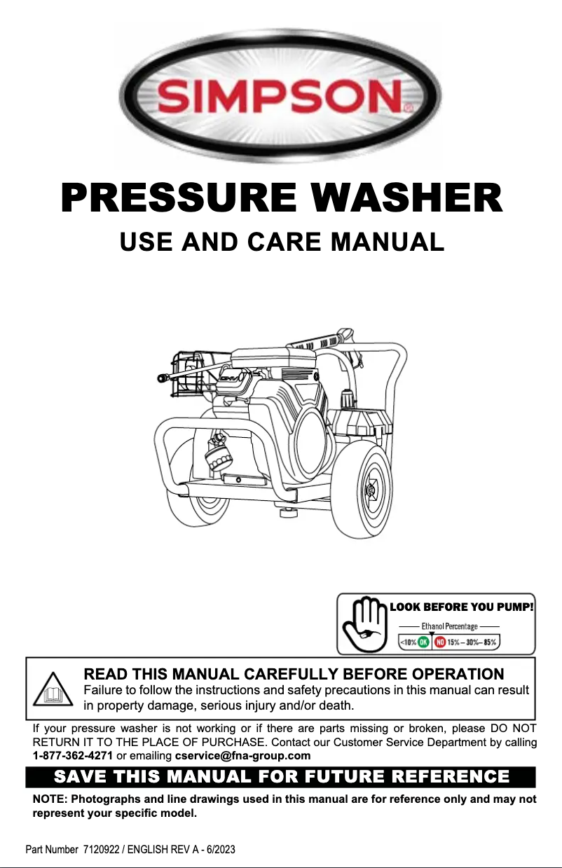 Page 1 de la notice Manuel utilisateur Simpson Water Shotgun WS5050H