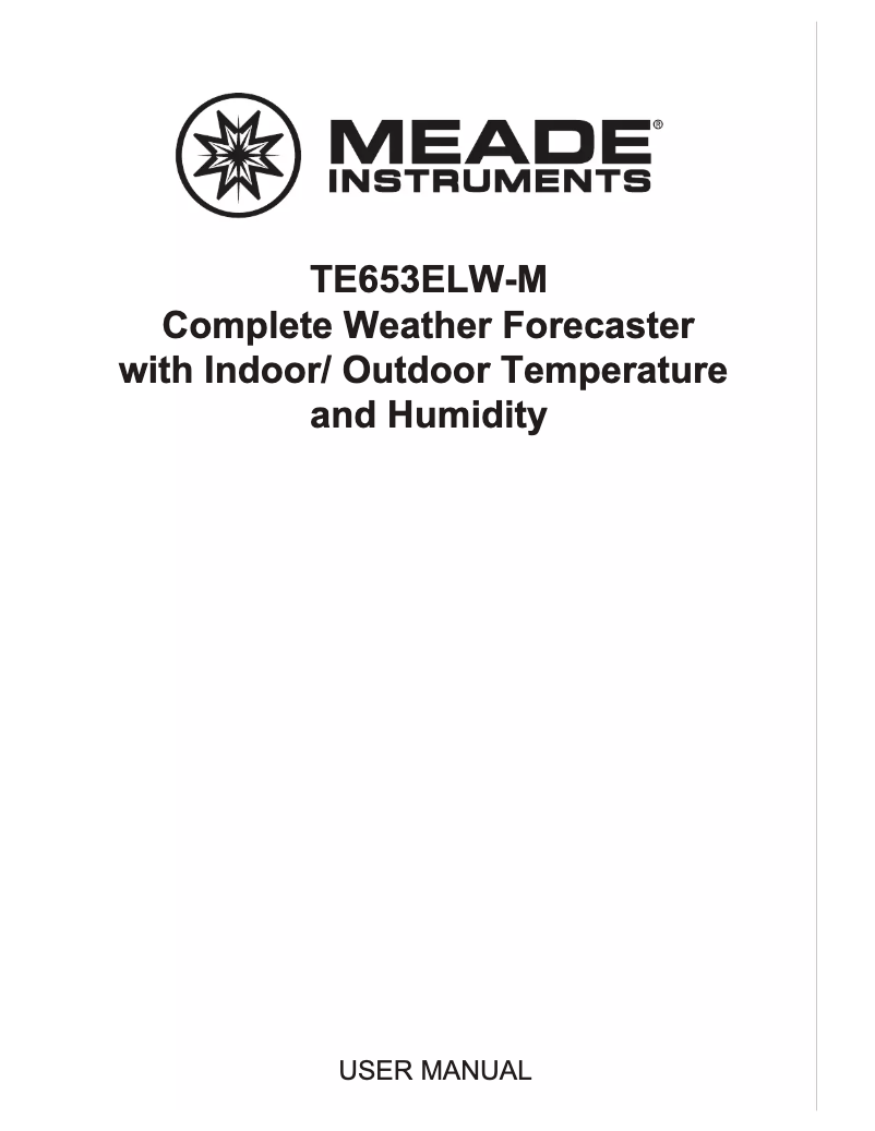 Page n°1 - Manuel utilisateur Meade TE653ELW-M