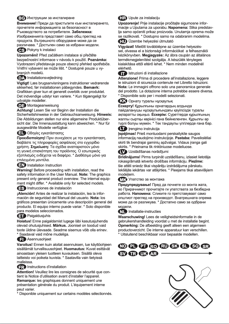 Page 1 de la notice Guide d'installation Electrolux LRC6ME36X