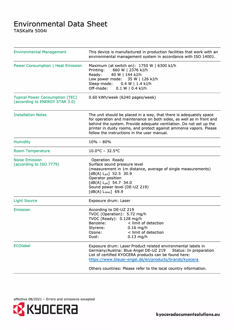 Image de la première page du manuel de l'appareil TASKalfa 5004i