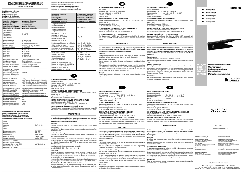 Image de la première page du manuel de l'appareil MINI 03