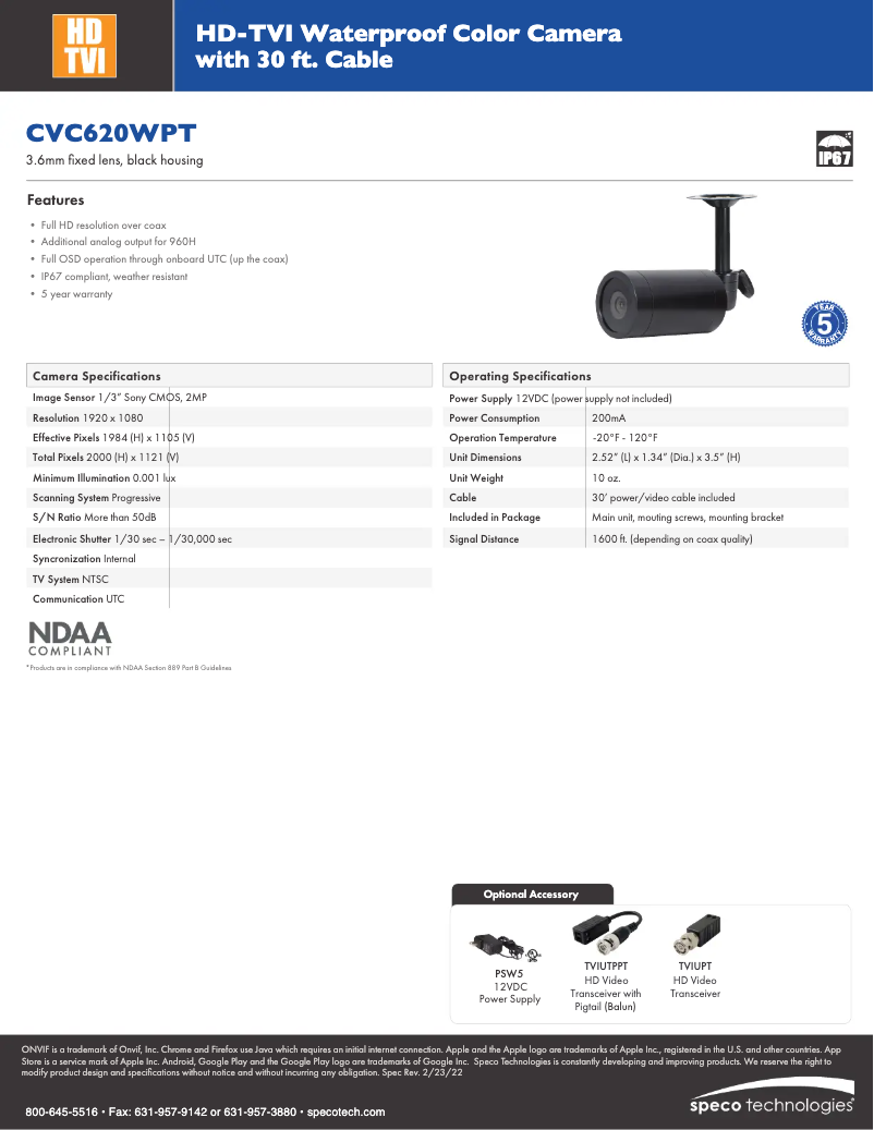 Image de la première page du manuel de l'appareil CVC620WPT