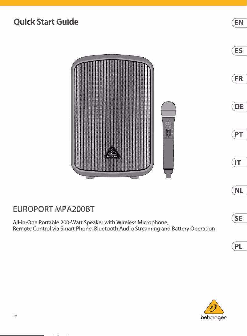 Page n°1 - Manuel utilisateur Behringer Europort MPA200BT