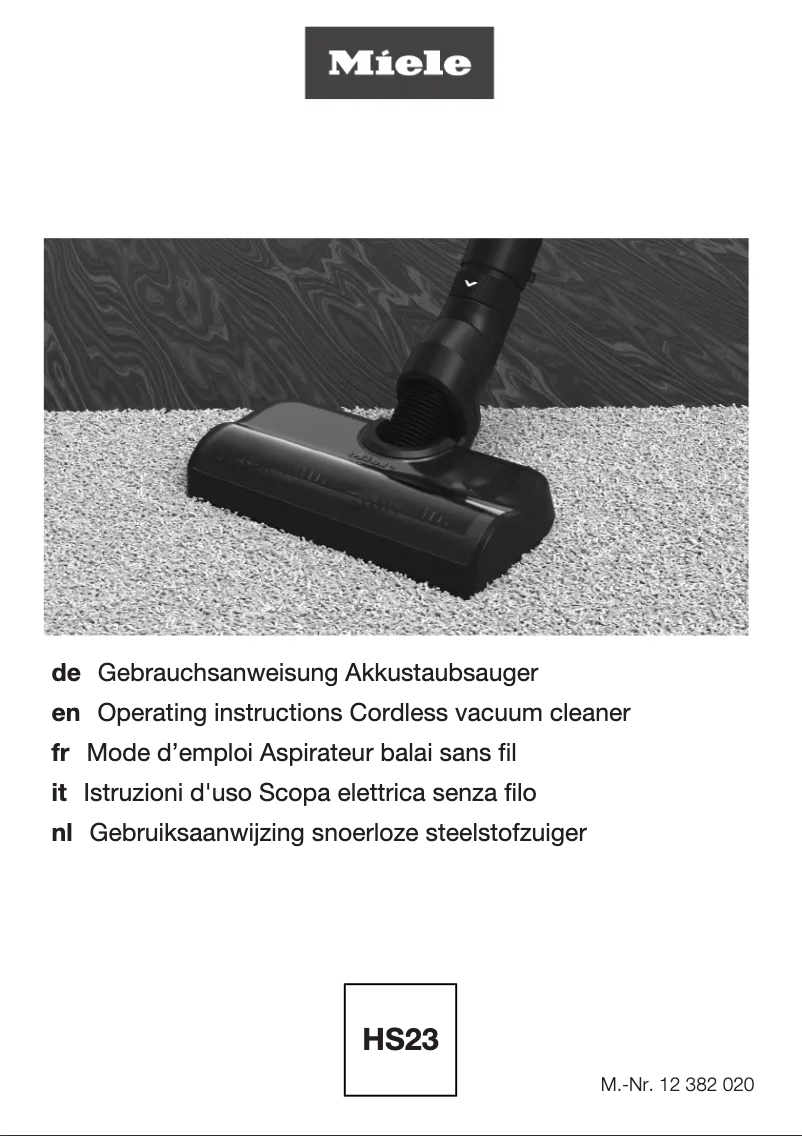 Page n°1 - Manuel utilisateur Miele Duoflex HX1 CarCare
