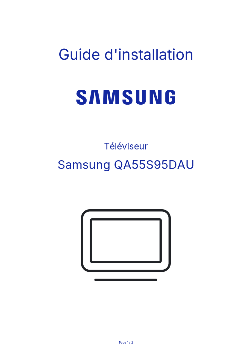 Page n°1 - Guide d'installation Samsung QA55S95DAU