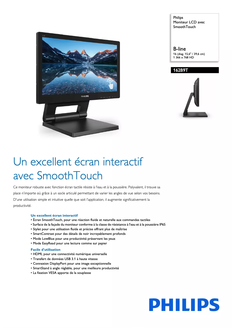 Imagen de la primera página del manual del dispositivo B Line 162B9T