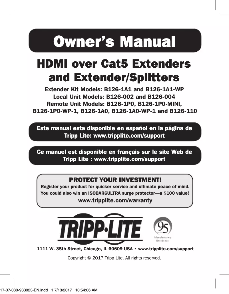 Page 1 de la notice Manuel utilisateur Tripp Lite B126-1A0-WP-1