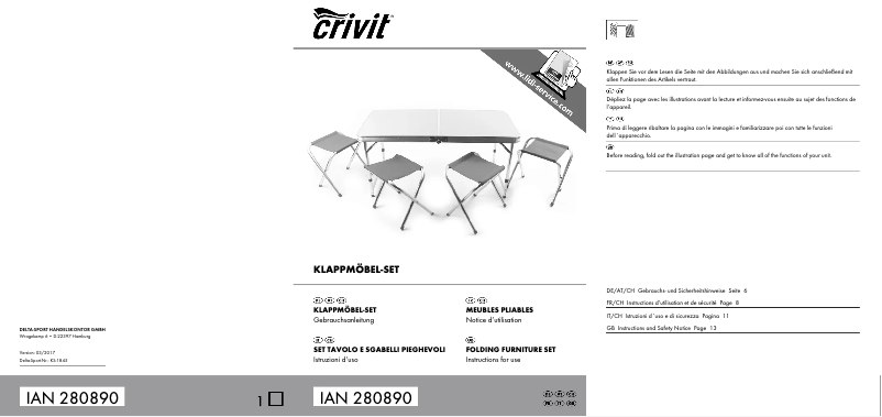 Page 1 de la notice Manuel utilisateur Crivit IAN 107284