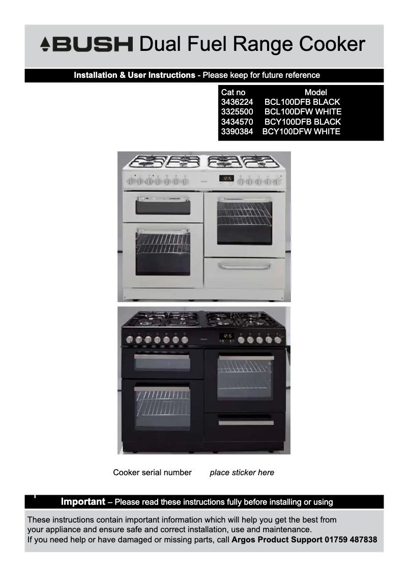 Image de la première page du manuel de l'appareil BCL100DFB