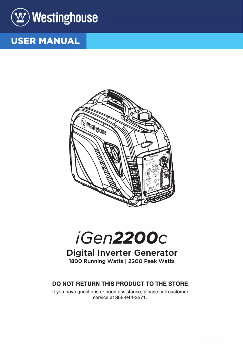 Page n°1 - Manuel utilisateur Westinghouse iGen2200c