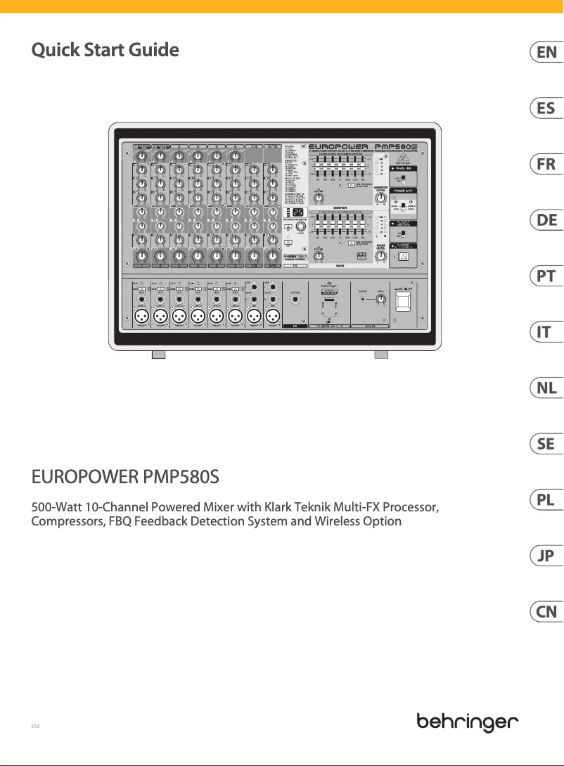 Page 1 of the manual Quick Start Guide Behringer Europower PMP580S