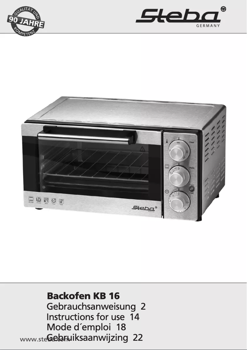 Page 1 de la notice Manuel utilisateur Steba KB 16