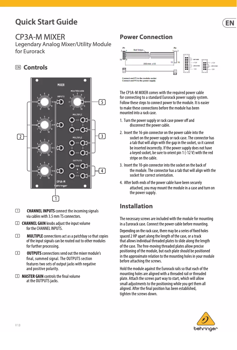 Image de la première page du manuel de l'appareil CP3A-M Mixer