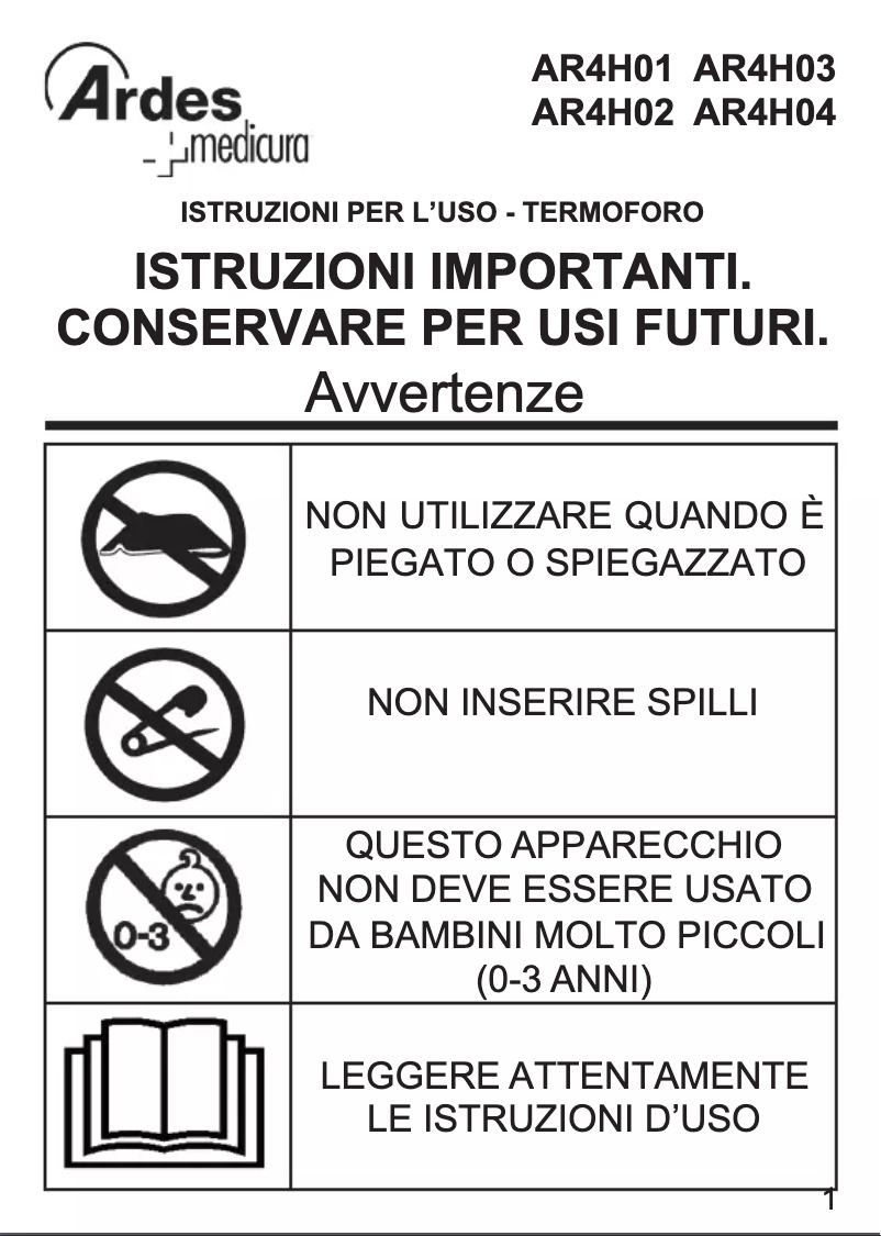 Page 1 de la notice Manuel utilisateur Ardes AR4H02