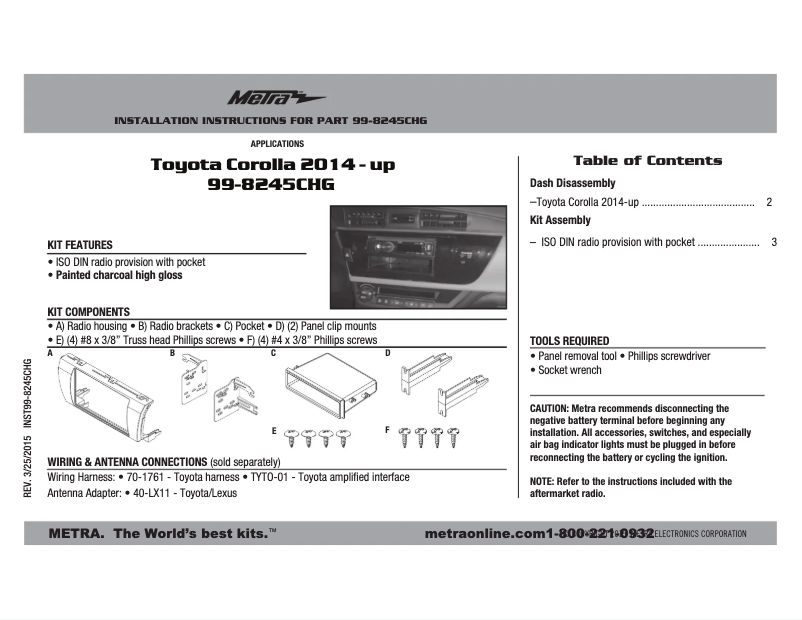Image de la première page du manuel de l'appareil 99-8245CHG