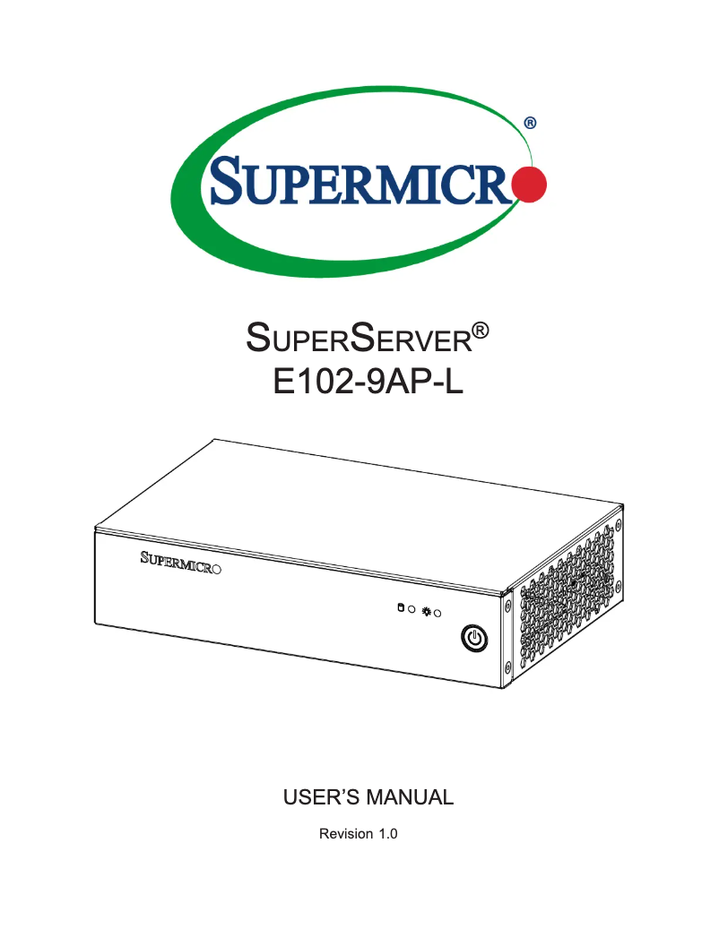 Page 1 de la notice Manuel utilisateur Supermicro SuperServer E102-9AP-L