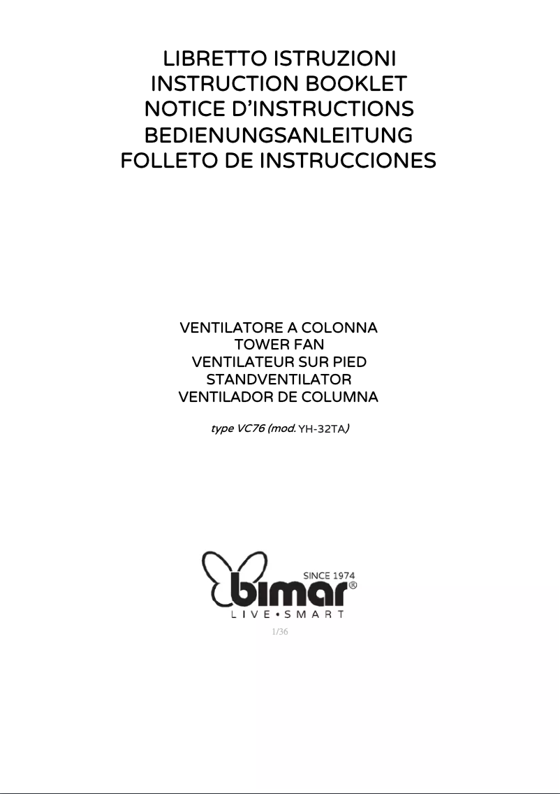 Page 1 de la notice Manuel utilisateur Bimar VC76