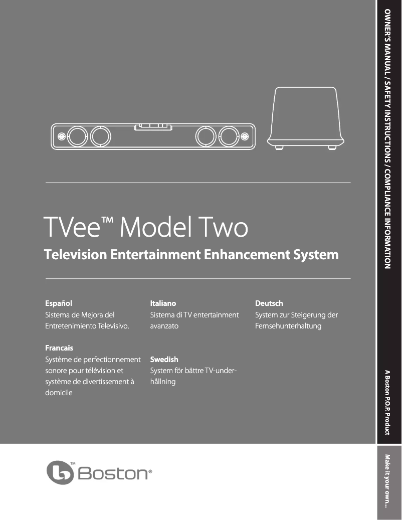 Page 1 de la notice Manuel utilisateur Boston Acoustics TVee Two